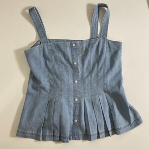 Veronica Beard Women's Blue Laura Sleeveless Denim Top Sz 14 Girly Feminine